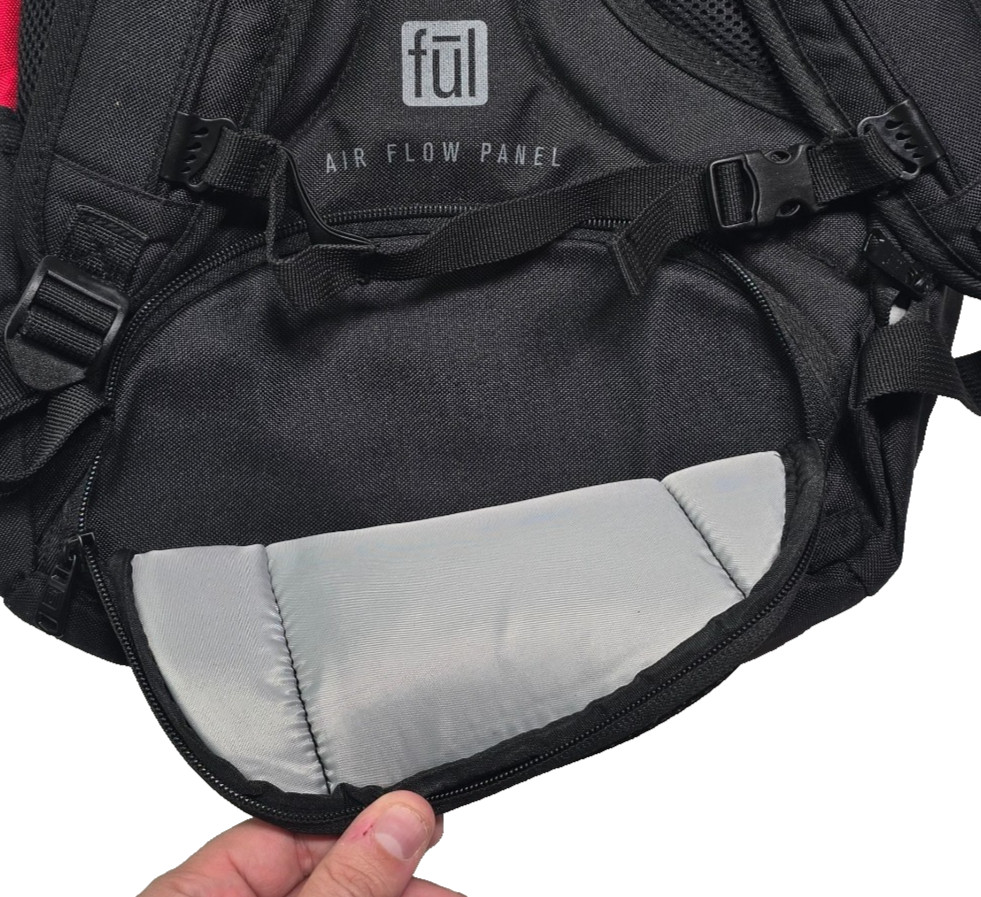 Ful Backpack Computer Air Flow Panel Padded Back Adjustable Straps Red/Black