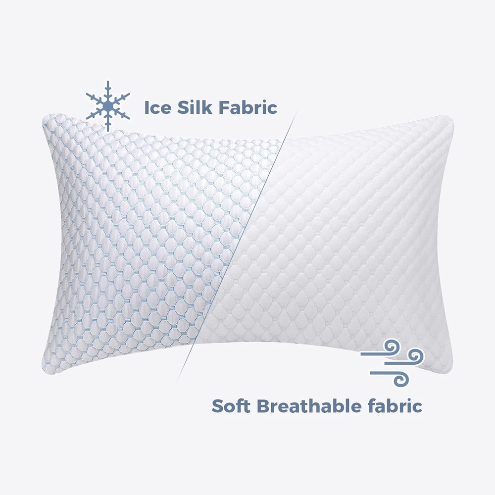 Compressed Memory Foam Pillow King 2-Pack, Sleep Cooling Pillow 2-Pack