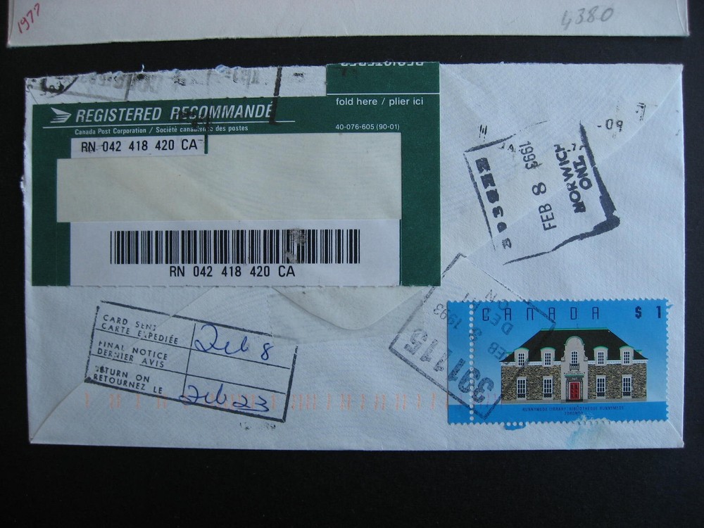 Canada 5 old registered covers