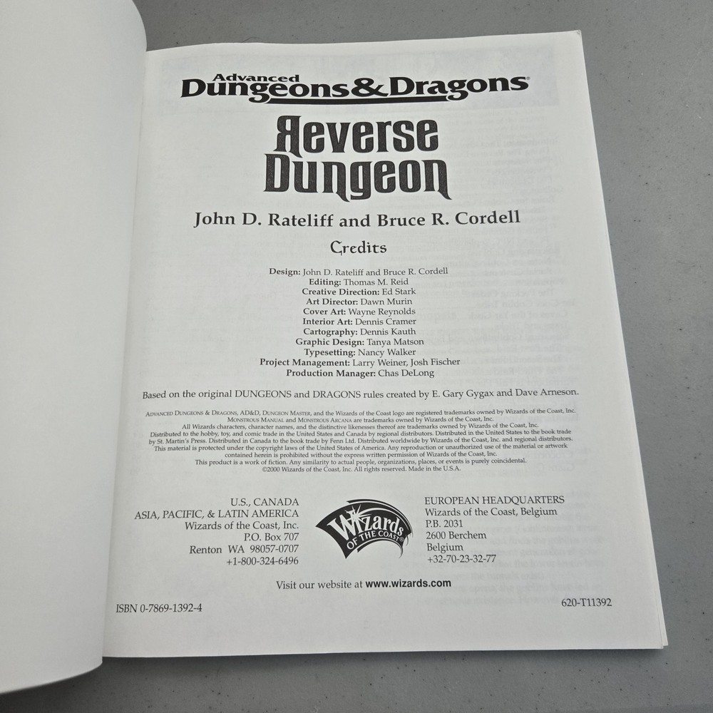 Reverse Dungeon Advanced Dungeons & Dragons D&D TSR - OOP Softcover
