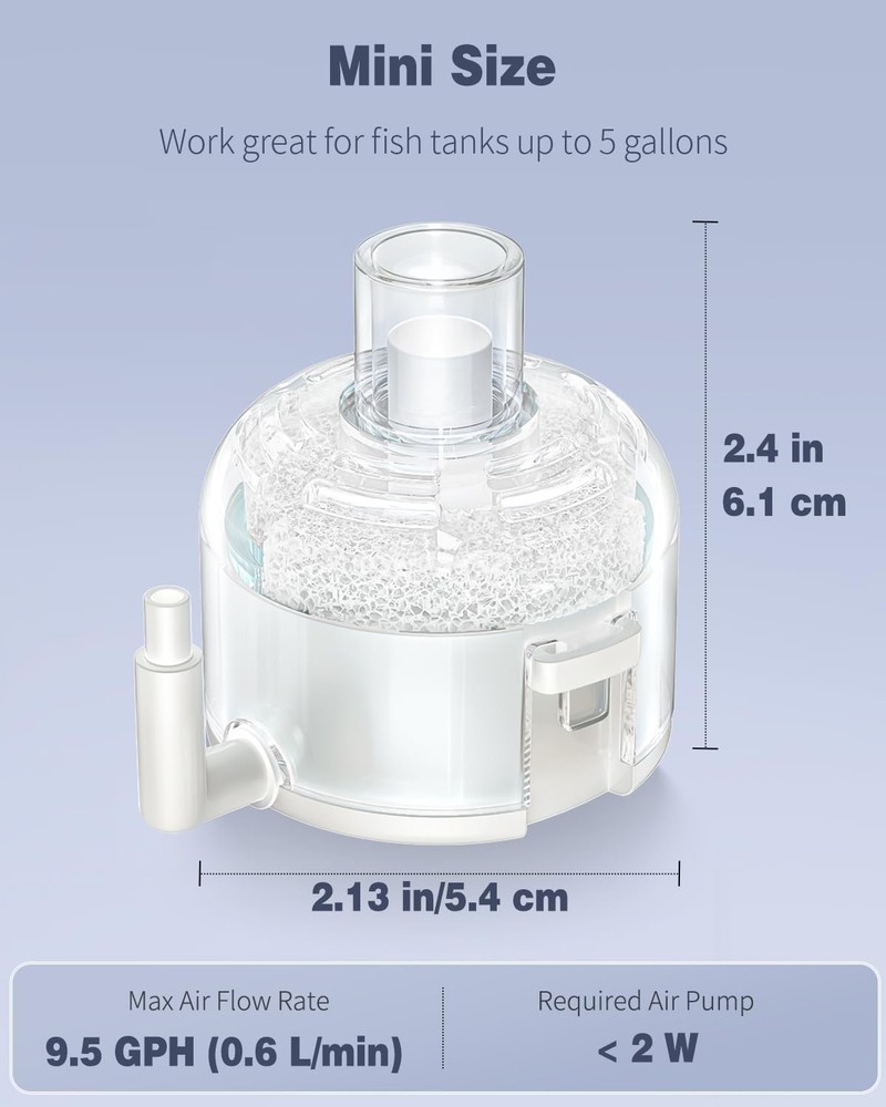 Pawfly Mini Aquarium Sponge Filter, Small Fish Tank Internal Filter