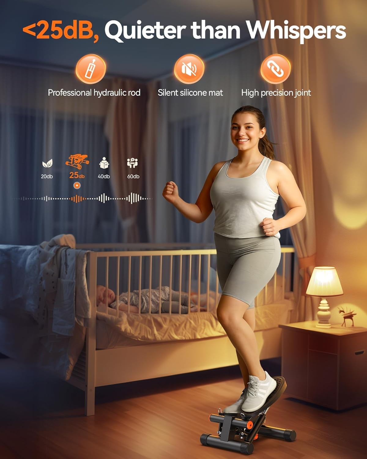 Steppers for Exercise, Mini Stair Stepper with Resistance Bands at Home Workout