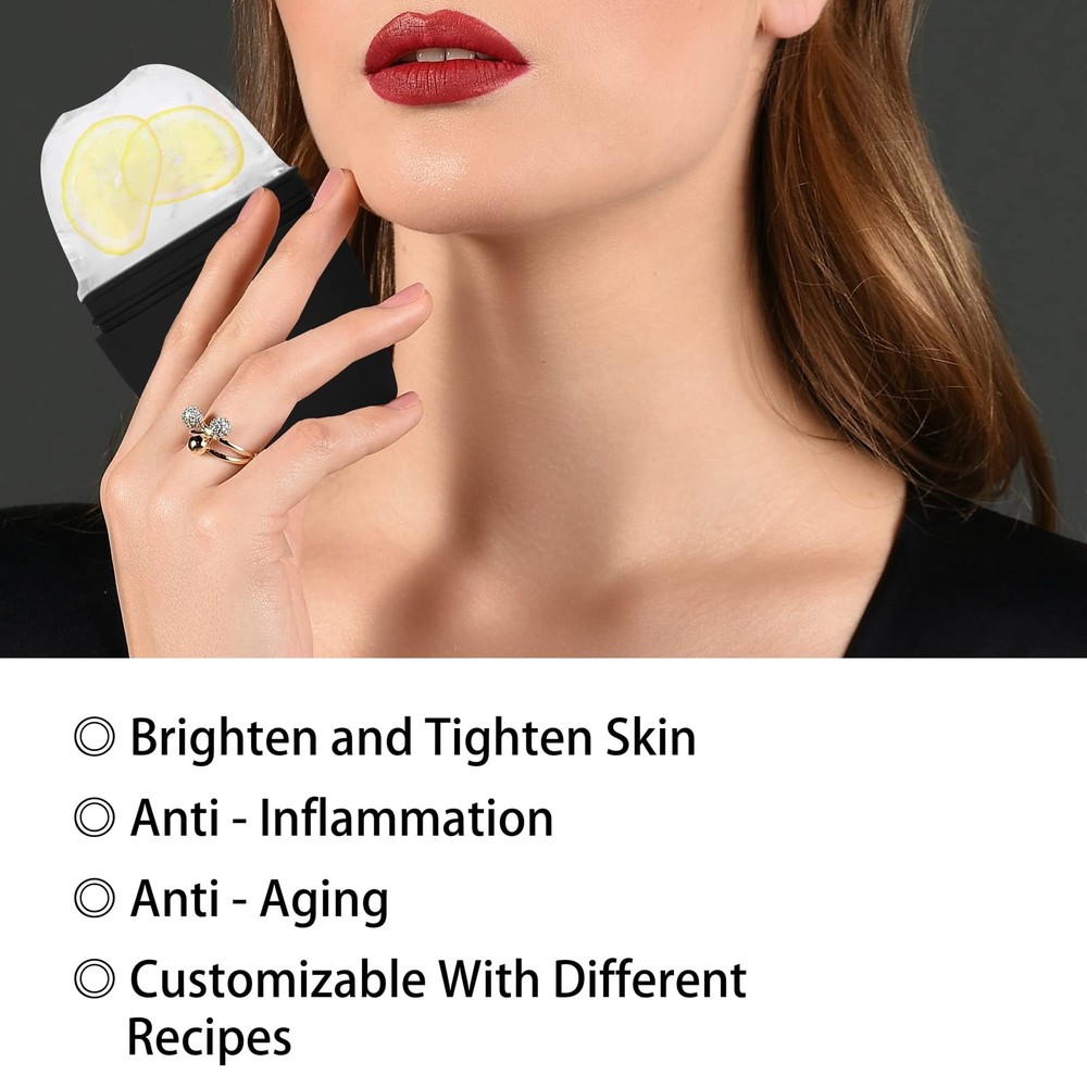 Evmliy 2Pack Ice Face Roller, Silicone Roller for to 2Pack, Black