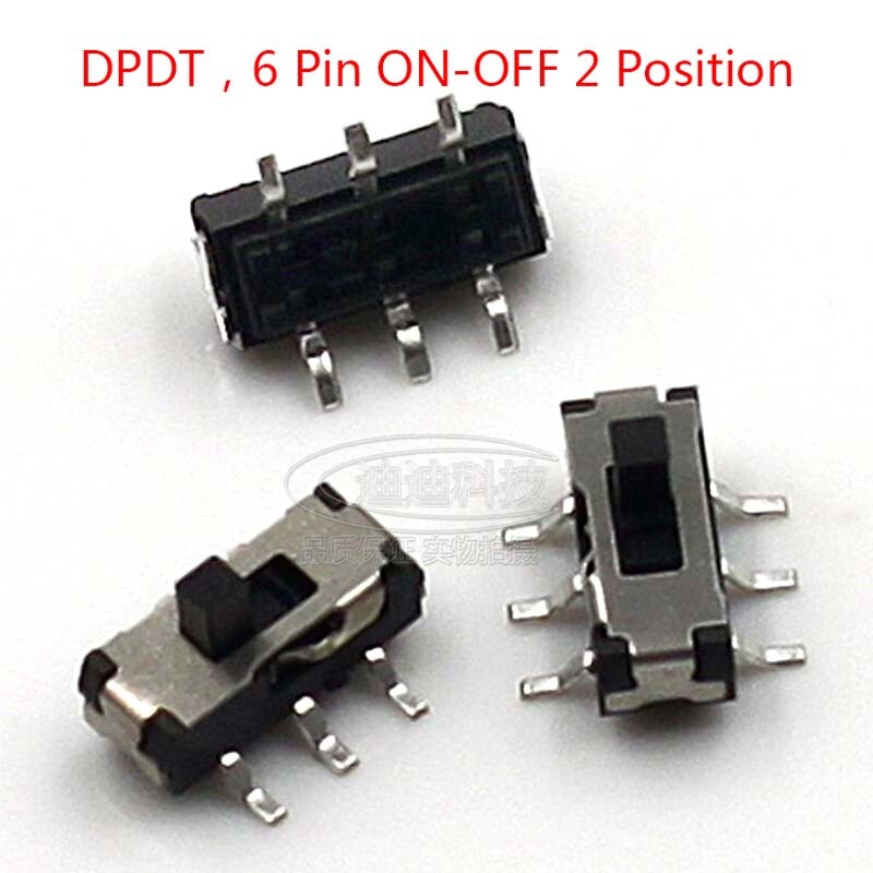 Micro Slide Switch DPDT 2P2T 6 Pin ON-OFF 2 Position DVD Panel Mount SMD Switch