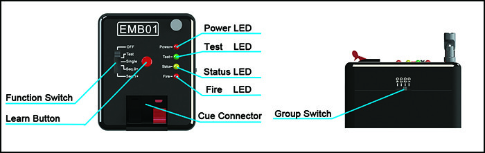 4 Cue Remote Wireless Fireworks Firing System Igniter Stage equipment EMB01-04R