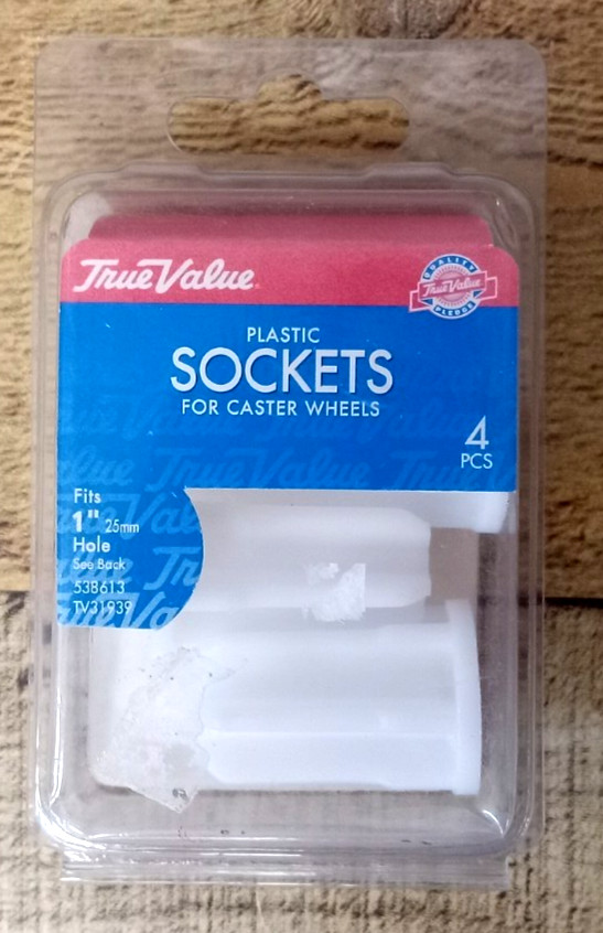 True Value 4 Pack Plastic Sockets for Caster Wheels - Fits 1'' Hole