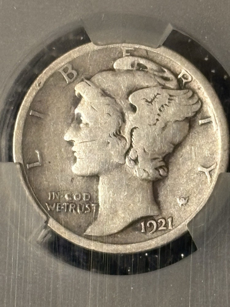 1921 Mercury Dime CAC VG 8