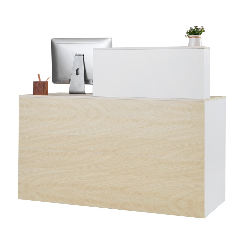 Uimoso Reception Desk Rectangular Front Counter Table 55.12 in Wood Office Table