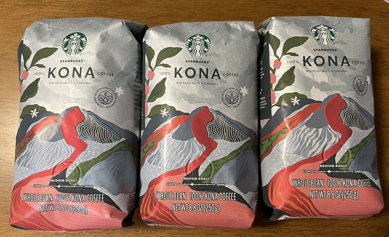 Starbucks 100% Kona Whole Bean Coffee 8.8oz Bag Hawaii Exclusive 2025
