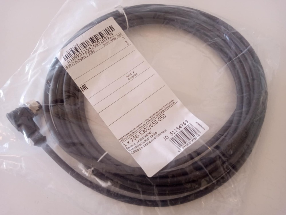 WAGO 756-5302-0050-0050, Sensor/Actuator cable; M12A socket; angled; 5-pole;