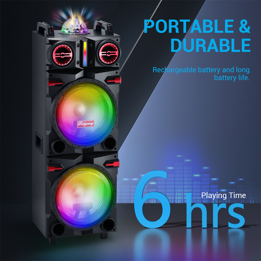 9000W Dual 10" Woofer Bluetooth Speaker Rechargable For Party FM Karaok DJ AUX