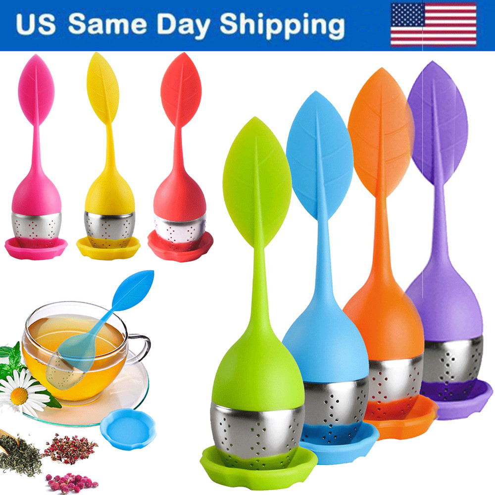 Silicone Leaf Tea Infuser Stainless Steel Herbal Spice Filter Diffuser