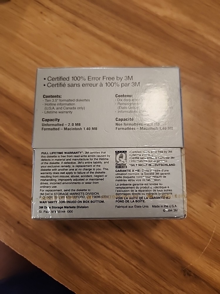 3M 10 Pack Macintosh Formatted High Density HD 3.5" Diskettes New Sealed