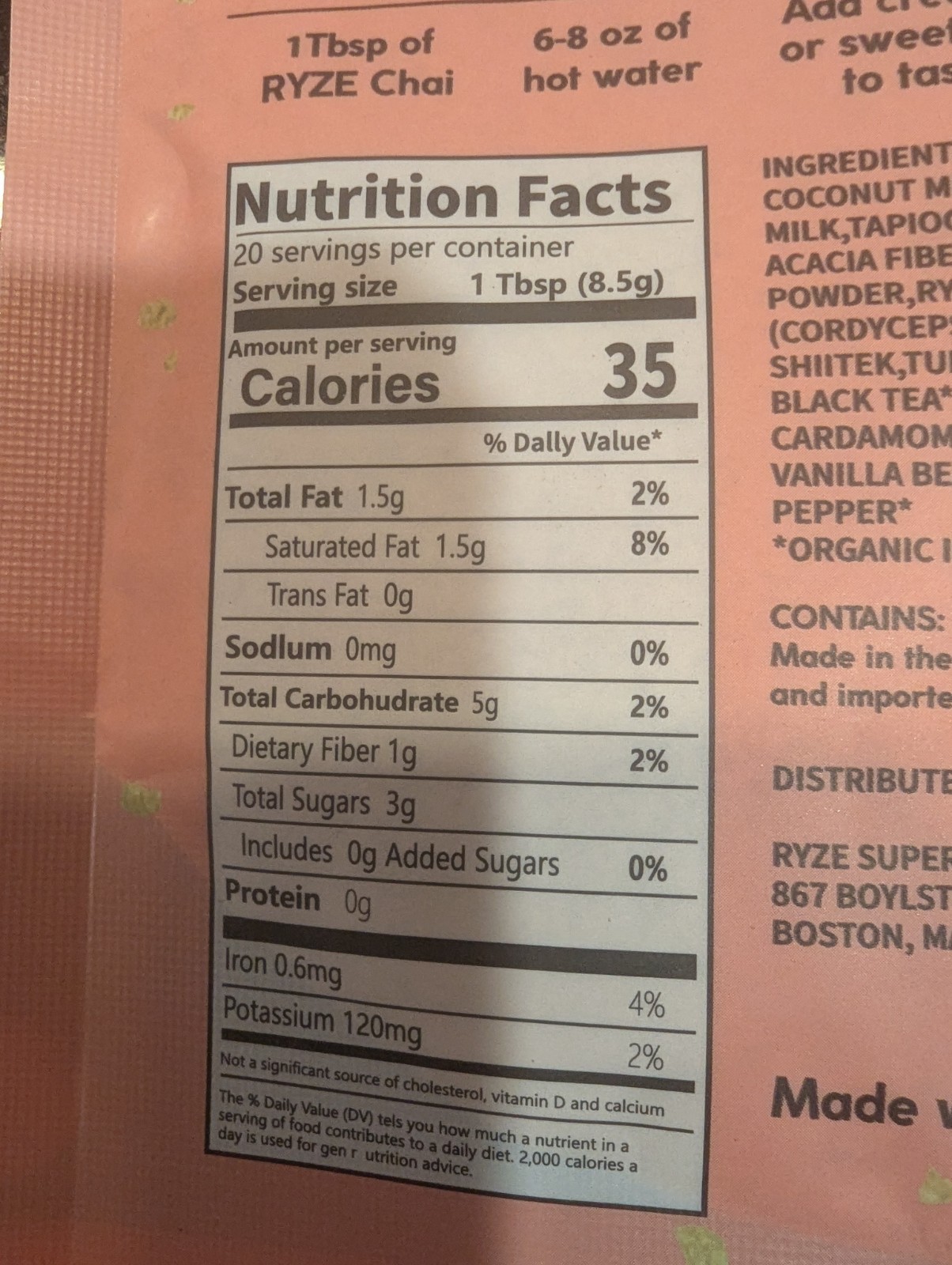 (2) RŸZE Mushroom Chai With 6 Adaptogenic Mushrooms Beverage Powder