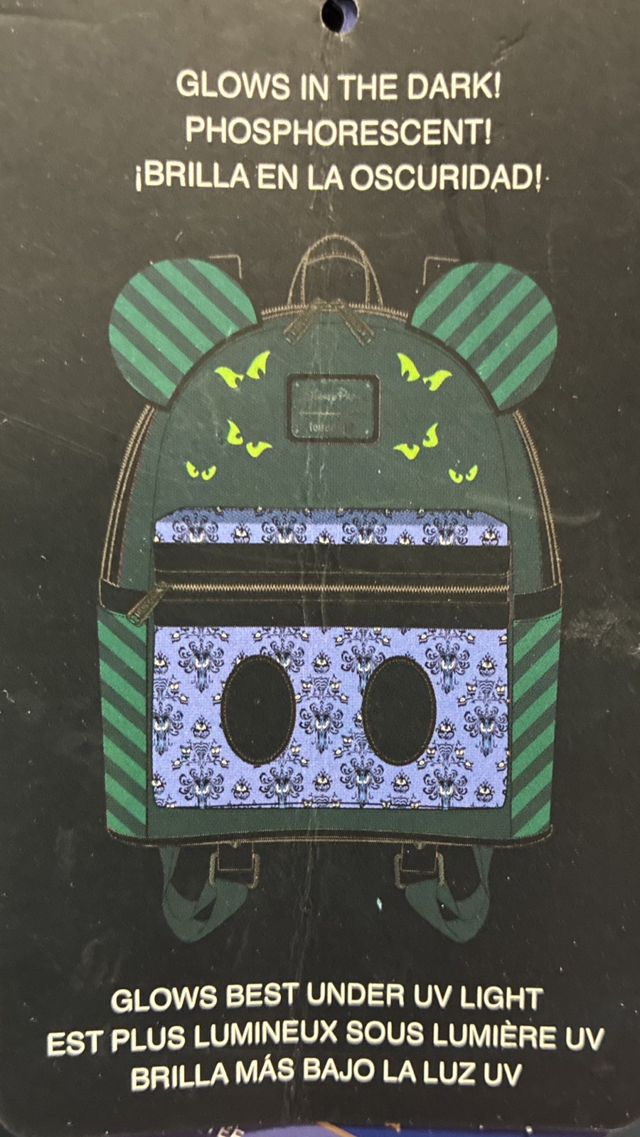 Disney Haunted Mansion Mickey Loungefly Mini Backpack 50 Years Main Att GITD NEW