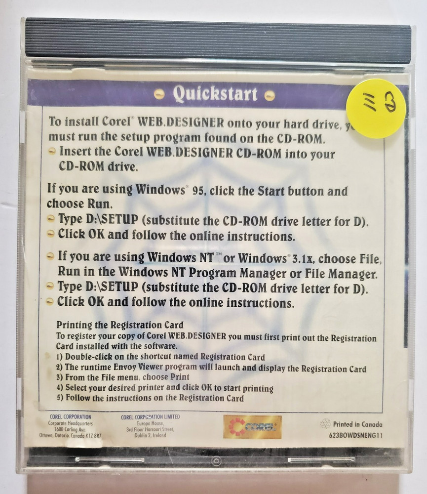 1996 Corel Web.Designer - Powerful Web Page Publishing. CD#111