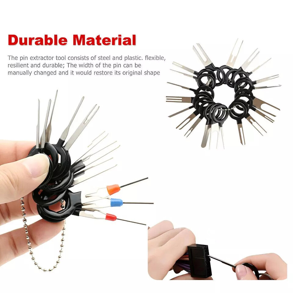 100pc Pin Ejector Wire Kit Extractor Connector Puller Car Terminal Removal Tool