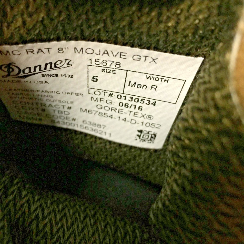 Danner USMC Rat Boots 8" Mohave GTX - size 5R