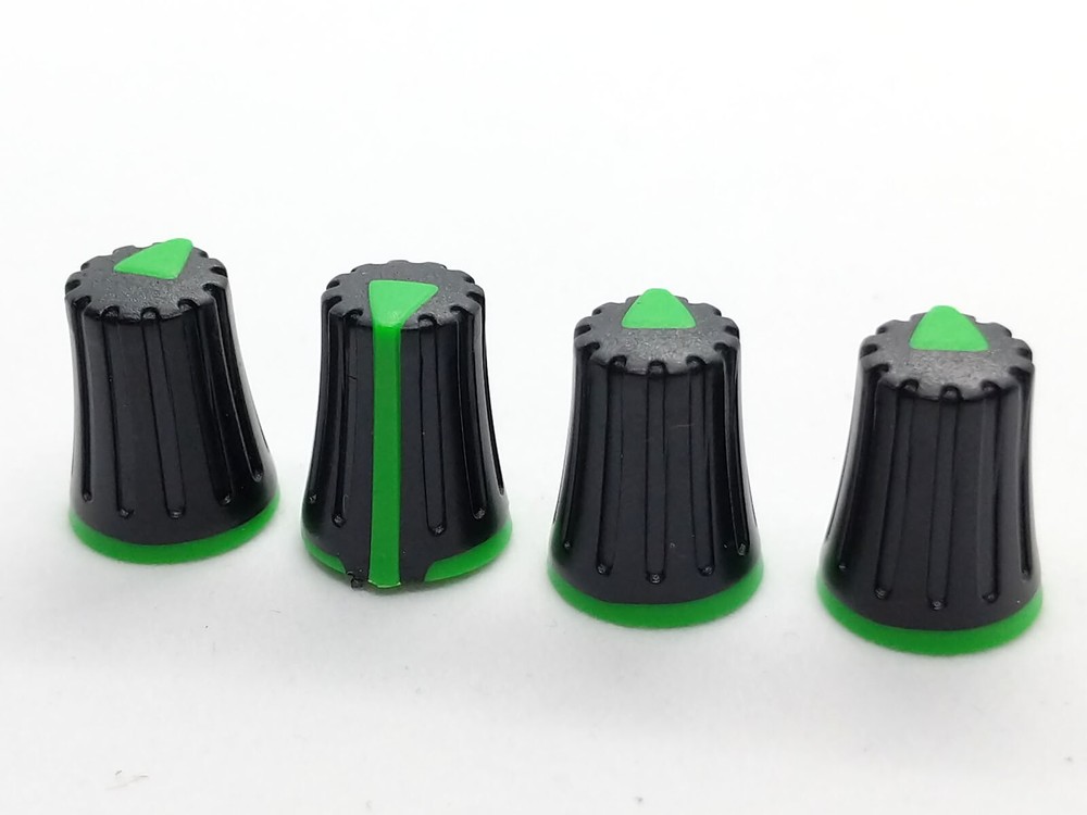 4 Green & Black D-Shaft Pot Knobs for 6mm 270° DJ-TECH BEHRINGER SOUNDCRAFT