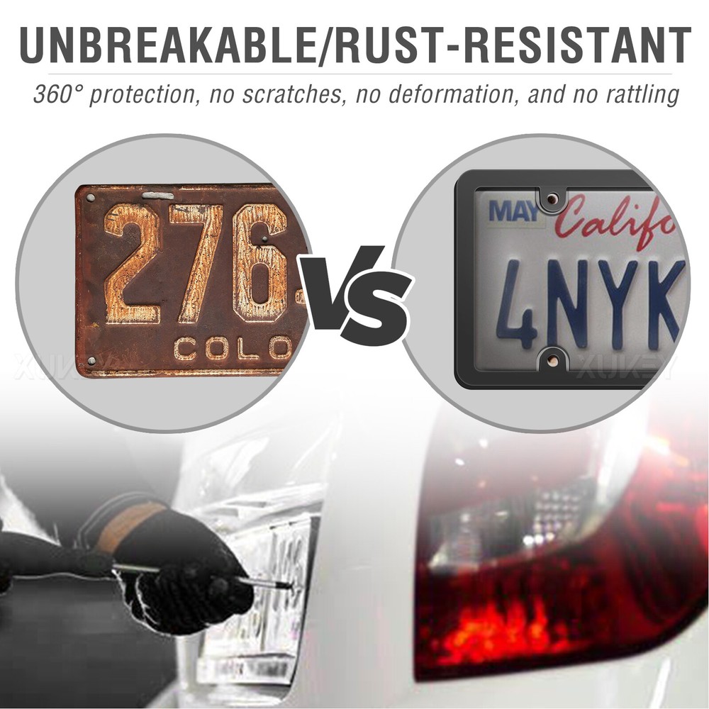 2X Unbreakable License Plate Covers +Frames Auto Tag Shield Protector Front+Rear