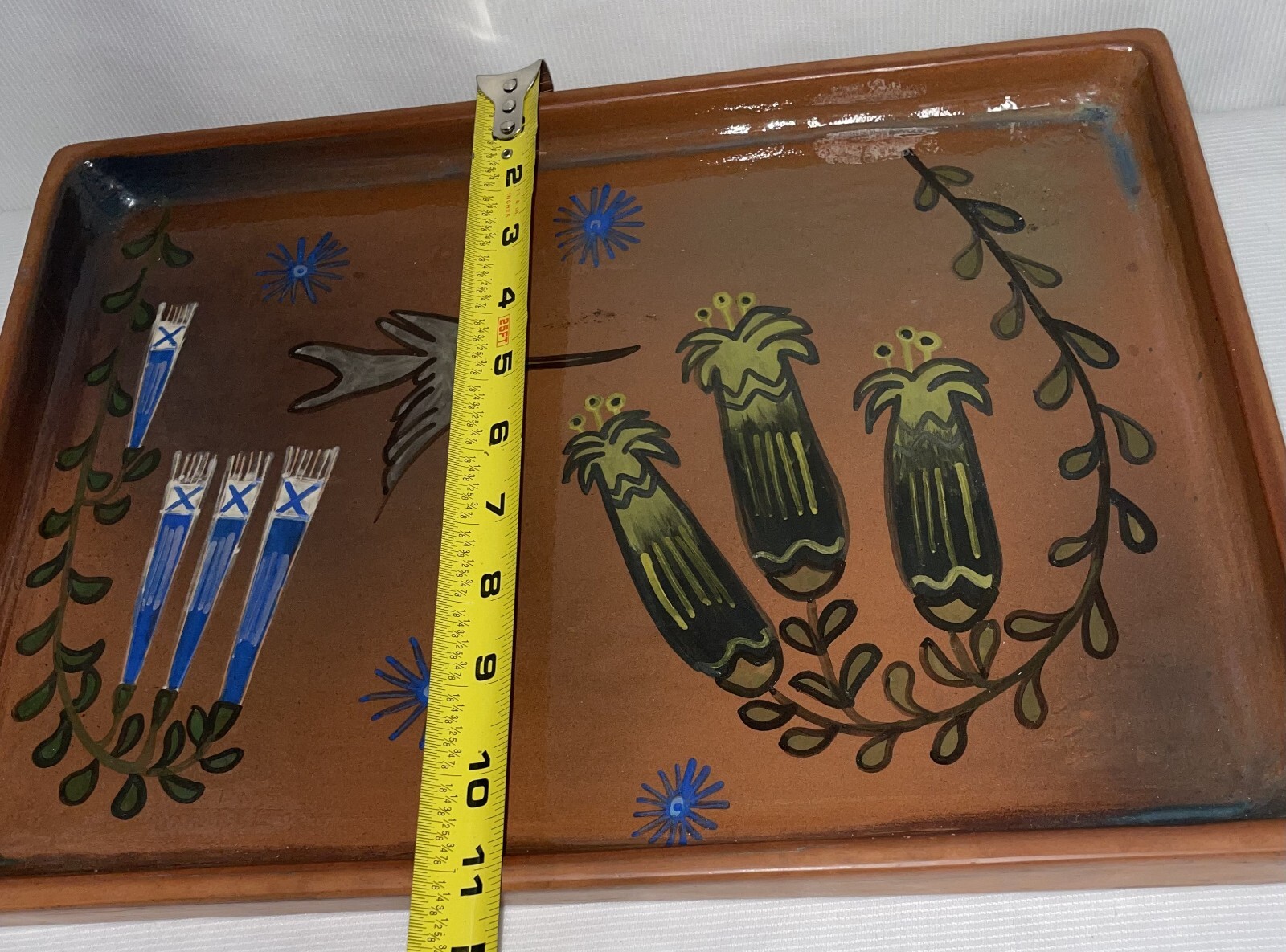 Seminario Peru Terracotta 15 Inch Tray Hand Crafted Hand Painted