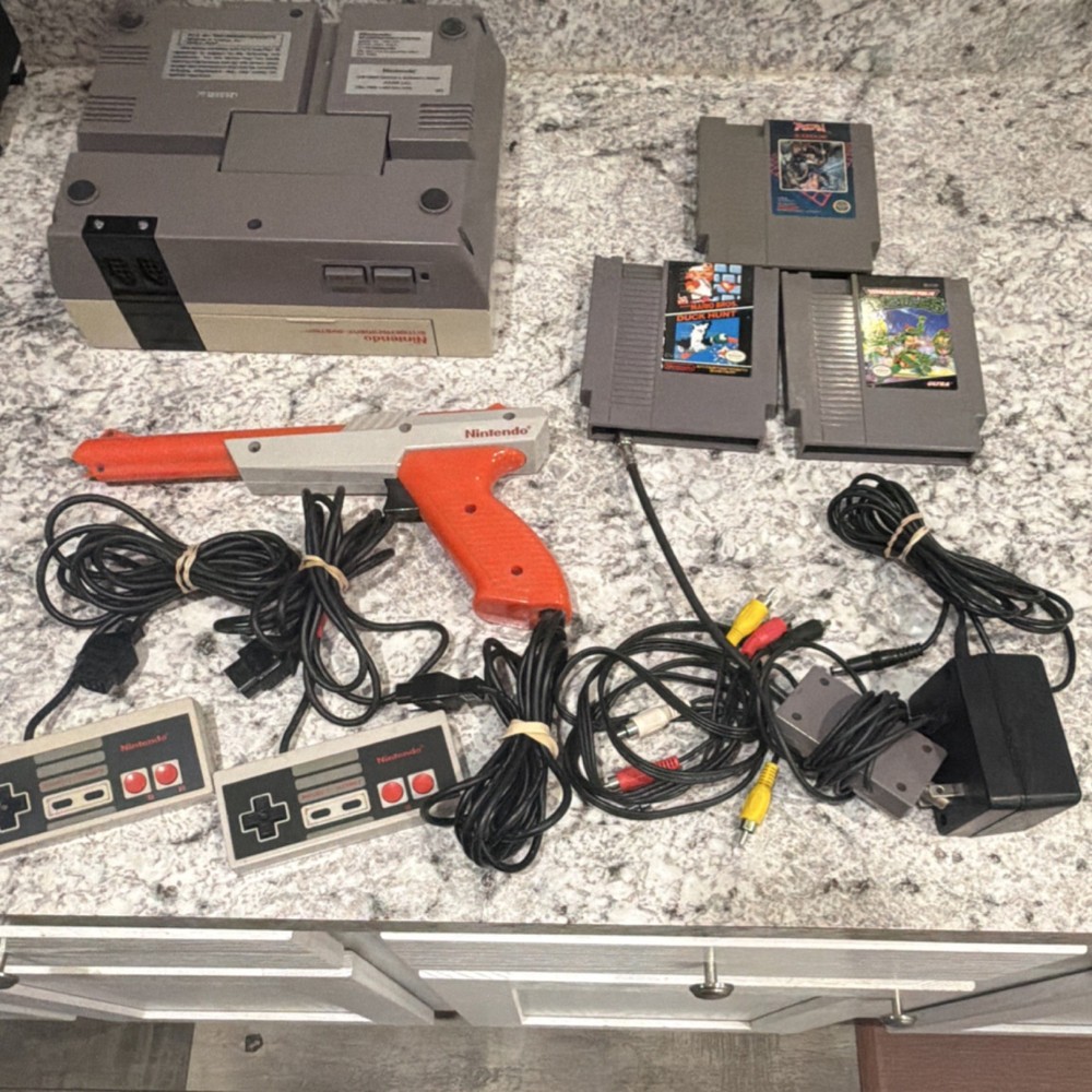 NES Complete Bundle Including Console, Cords, Controllers, and 3 Games