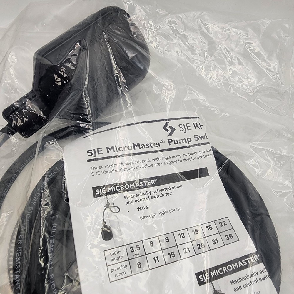 SJE MicroMaster® RHOMBUS Pump Float Switch with 10' Cord w/o Plug