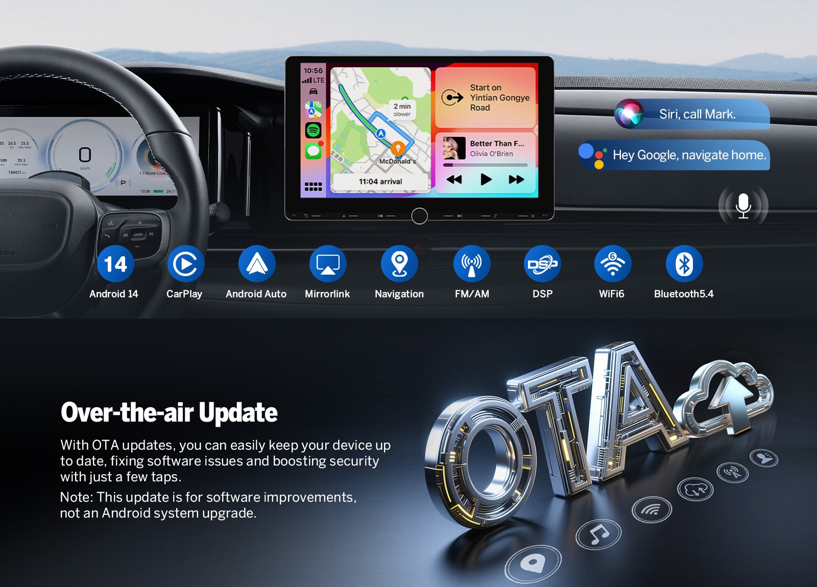 Eonon UX7A Plus 10.1" IPS Android 14 4+64G 2DIN GPS CarPlay Car Stereo Radio DSP