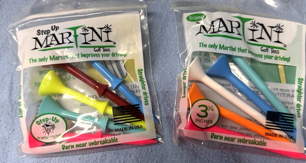 Lot 4 MARTINI Golf Assorted Size & Color Durable Plastic Tees