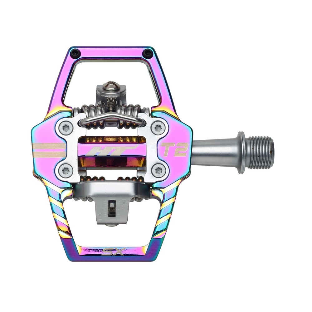 HT Pedals T2-SX Clipless Platform Pedals, CrMo - Oil Slick