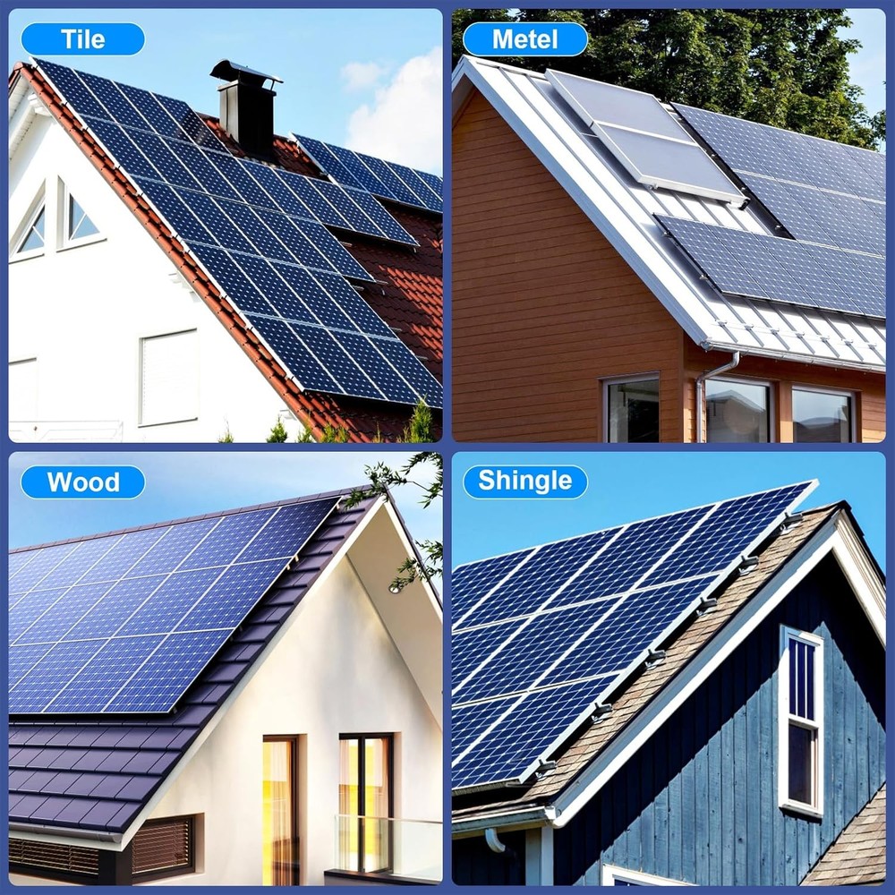 Solar Panel Mounting Bracket Kit, 10Pcs Mount for 1-4pcs Silver