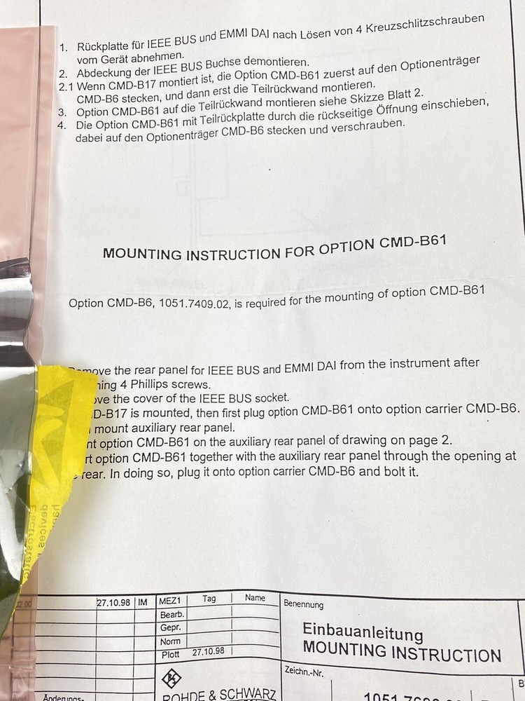 Rohde & Schwarz Option CMD-B61