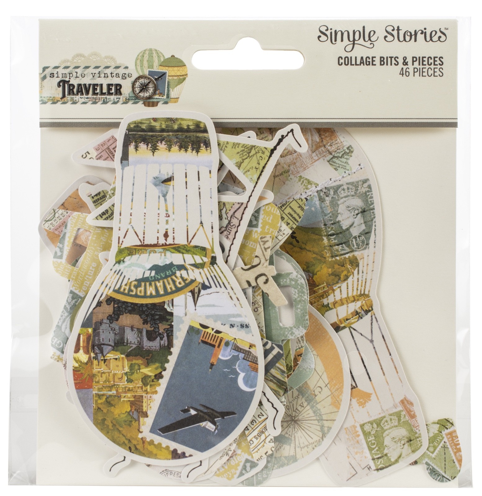 Simple Stories Bits & Pieces - Traveler - Collage Bits and Pieces - 46 Pieces