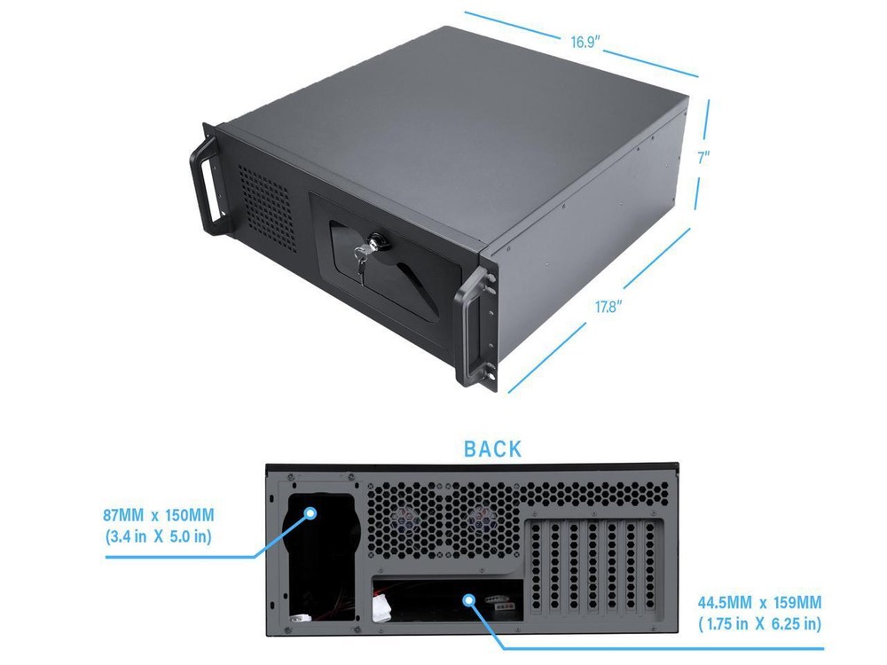Rosewill RSV-R4100U 4U Server Chassis Rackmount Case | 7 3.5" Bays, 2 5.25" Devi