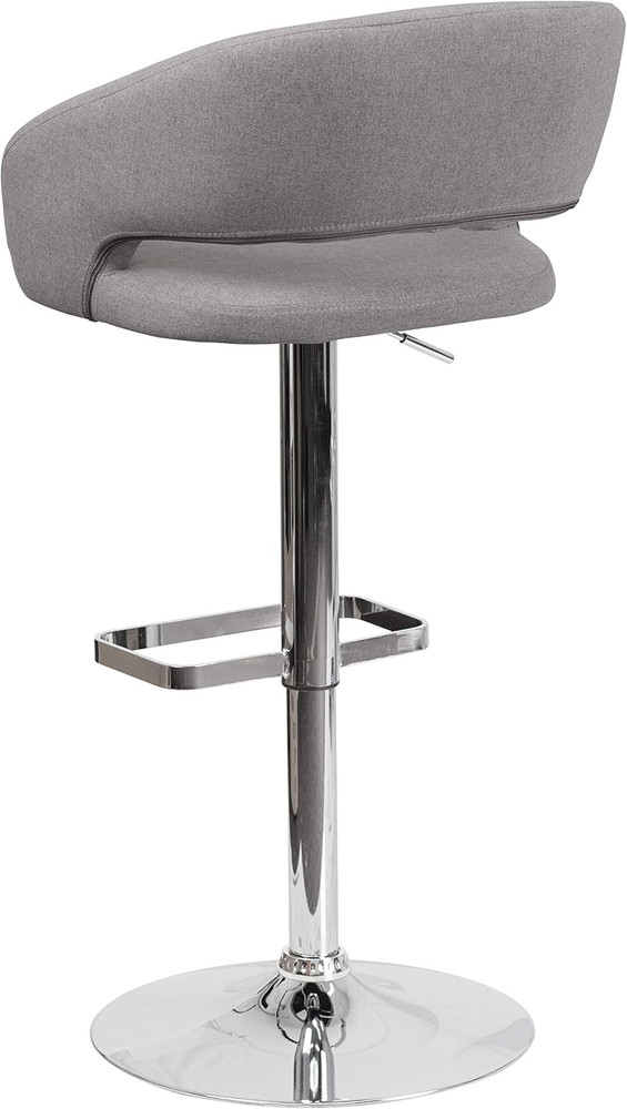 Erik Contemporary Adjustable Height Barstool with Footrest and Rounded Mid-Back,
