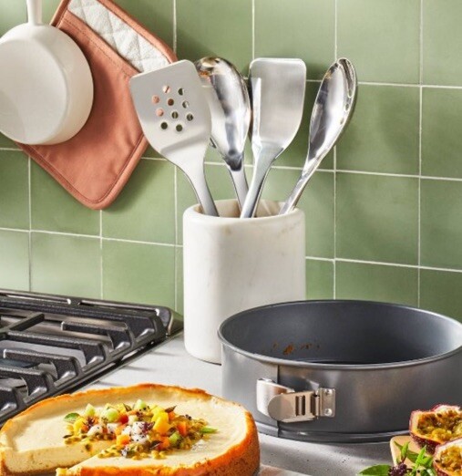 4pc Stainless Steel Kitchen Utensil Set Silver Solid & Spotted Turner & Spoon