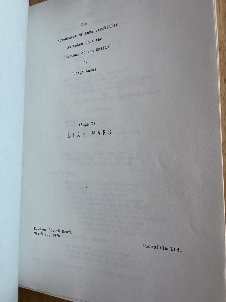 STAR WARS Authentic Movie Script Revised 4th Draft 1976 Luke Starkiller Lucas