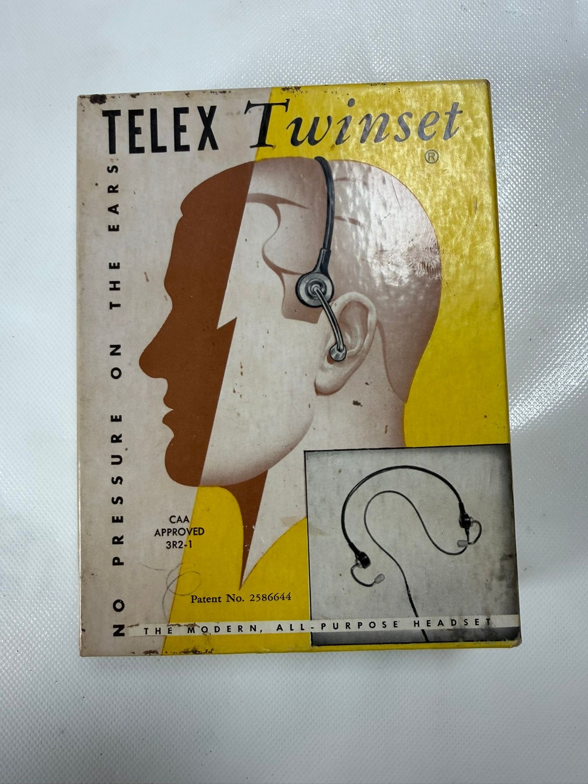 Telex Twinset 3R2-1 Vintage Aviation Pilot Headset Headphones Original Box