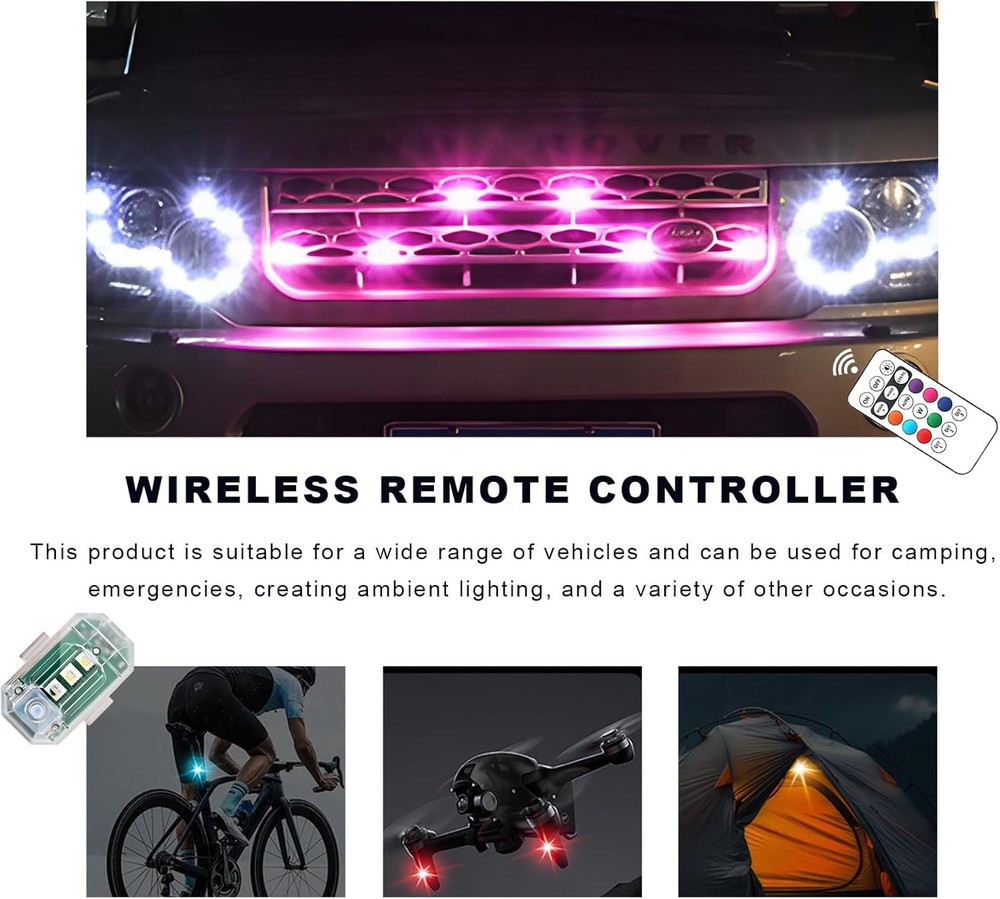 4PCS Wireless LED Strobe Lights with Remote Control, 8 Colors USB Rechargeable A