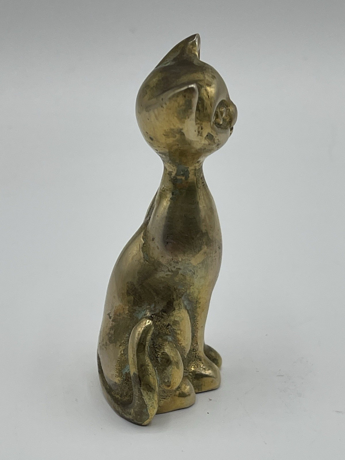 Vintage Pair Of Siamese Cats Whimsical 2.5”/ 3” Solid Brass MCM Decor