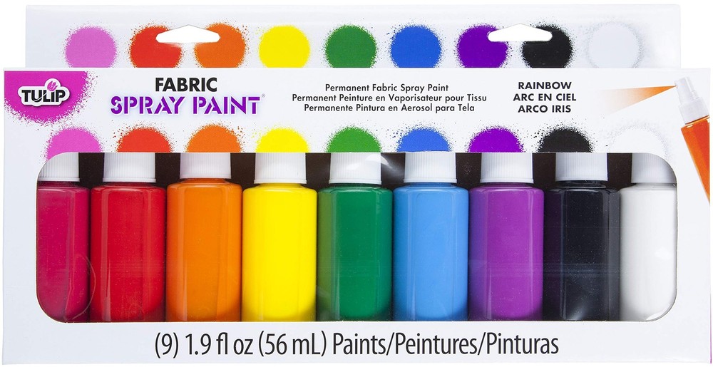 Fabric Paint, Spray on Paint Set Party Pack, 9 Pack Rainbow