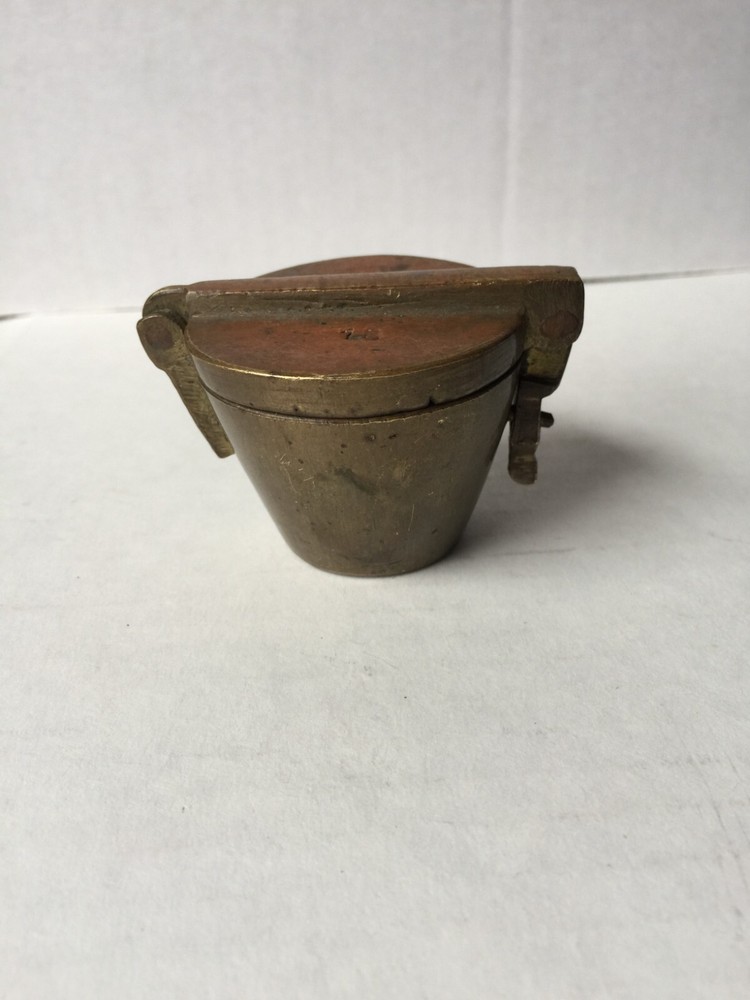 Antique (~18th c) Spanish Solid Brass Lidded Case, for Nested Weigth Set Medical