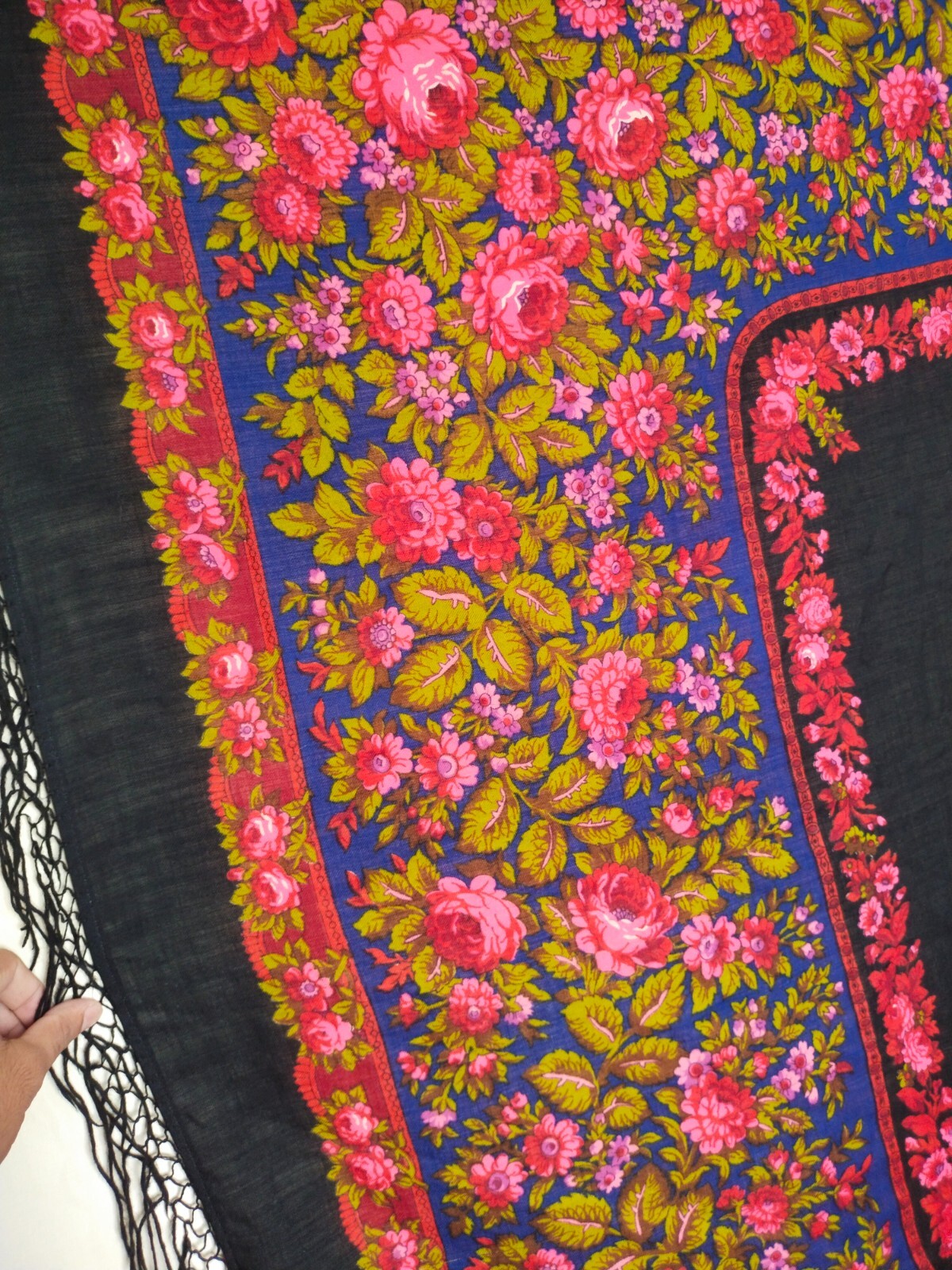 vintage gorgeous flowers printed piano fringes shawl scarf itm1236