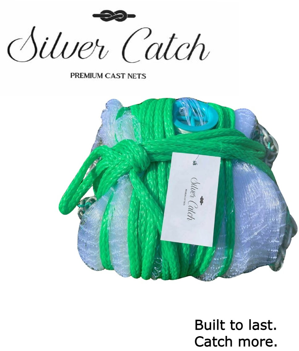 Cast Net 5-6-7-8-9-10 Ft Mono Drawstring 3/8"-1/2"-1" CHAIN Bottom. Best Quality