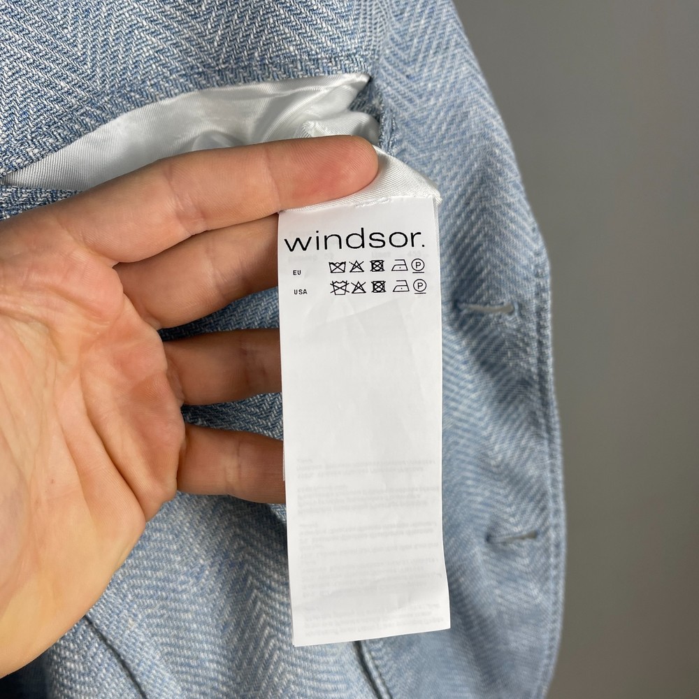 Windsor Men's Light Blue Unlined Herringbone Blazer – Size EU52