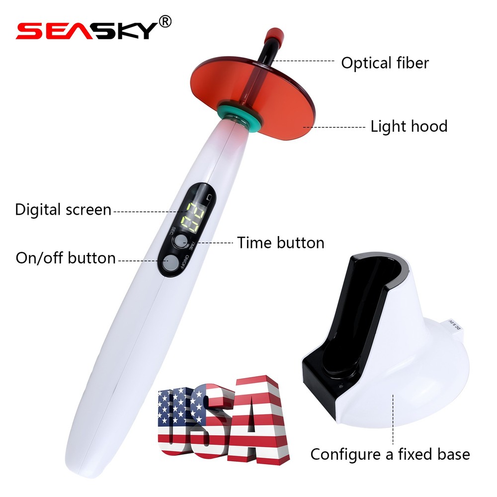 Dental Wireless LED.B Curing Light Lamp Cordless Adjustable Working Time USA