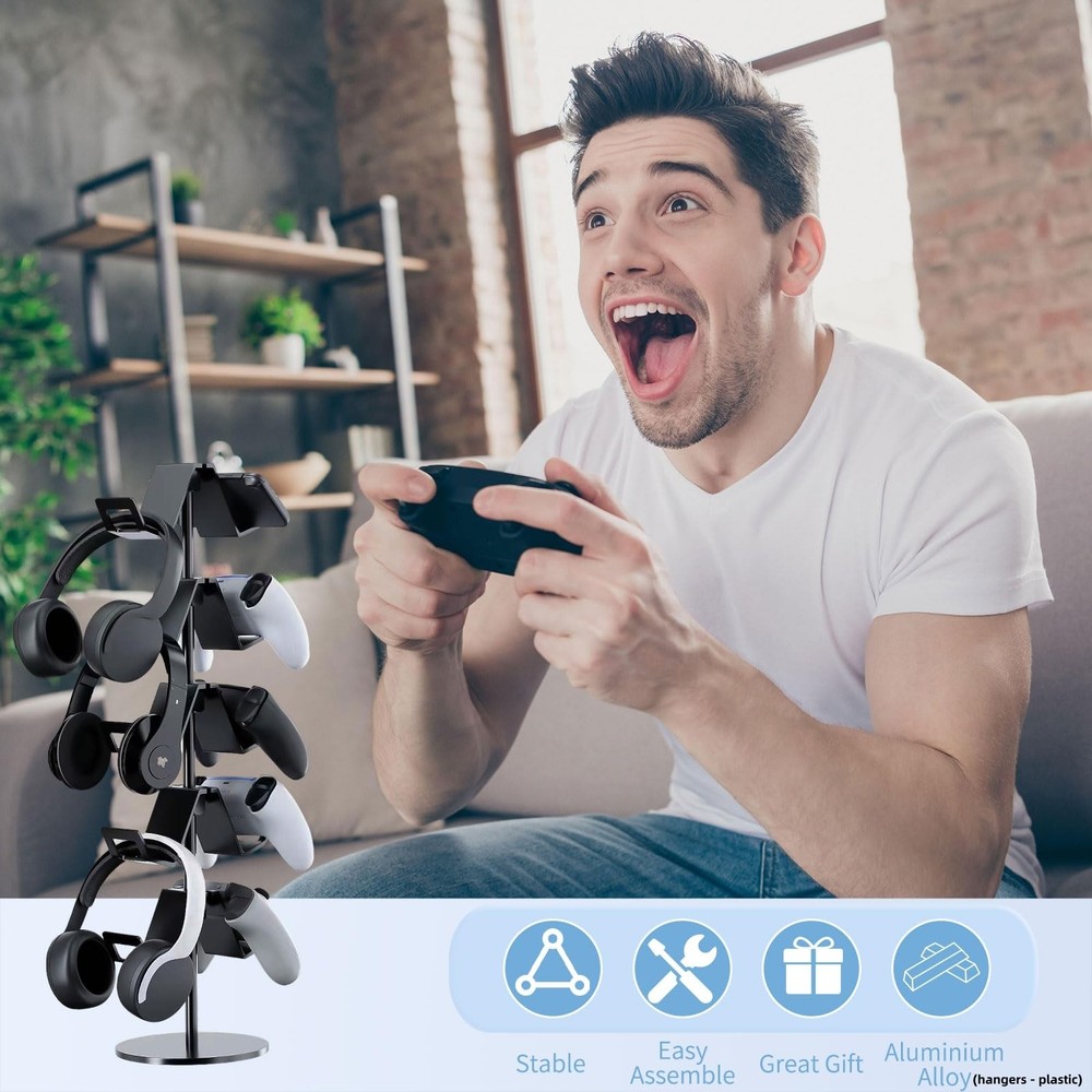 Controller Stand,5 Tier Controller Headphone Holder for Universal Headsets an...