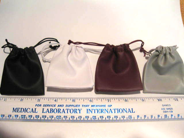 2 LEATHERETTE BURGANDY DRAW STRING POUCH 2 3/4"X 3 1/4"