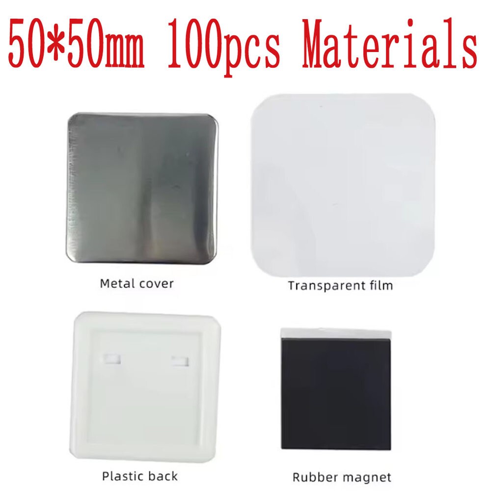 50*50mm Magnet Making Square Button Maker 100Sets Material