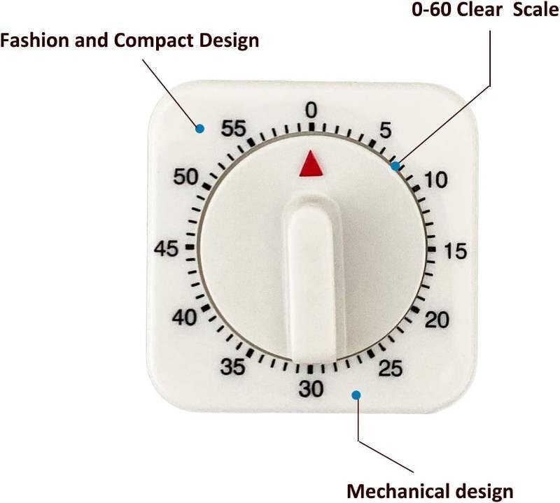 3 Pack Wind Up Mechanical Kitchen Timers 60 Minutes Visual Countdown Timer